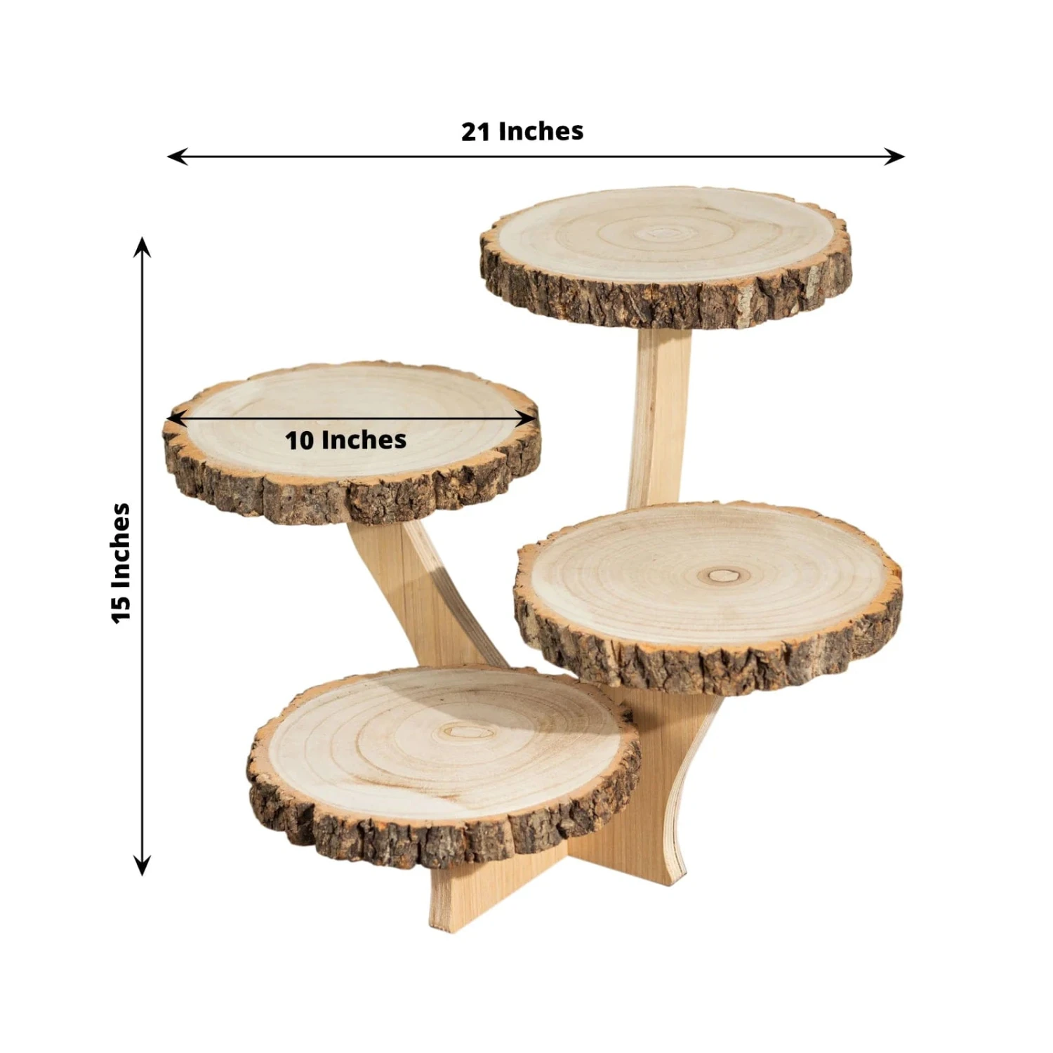 15" Tall 4 Tier Round Natural Wooden Cupcake Dessert Stand - Brown 4 15" Tall 4 Tier Round Natural Wooden Cupcake Dessert Stand - Brown - Image 2