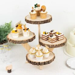 15" Tall 4 Tier Round Natural Wooden Cupcake Dessert Stand - Brown 23 15" Tall 4 Tier Round Natural Wooden Cupcake Dessert Stand - Brown -Optimal Home Decoration 15 round 4 tier farmhouse style wood slice cupcake stand holder natural cake wod016 10 nat 30927446310975
