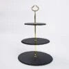 15" Tall 3 Tier Dessert Stand Round Stone Plates Cupcake Holder - Black With Gold 2 15" Tall 3 Tier Dessert Stand Round Stone Plates Cupcake Holder - Black With Gold -Optimal Home Decoration 15 tall 3 tier stone dessert stand round cupcake holder black with gold cake stne r001 3 blk 29125788008511