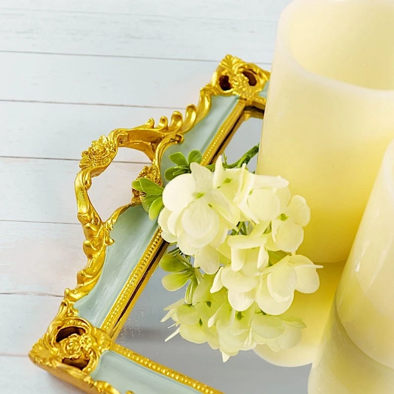 15"x10" Metallic Rectangular Mirror Serving Tray With Handles 15 15"x10" Metallic Rectangular Mirror Serving Tray With Handles - Image 13