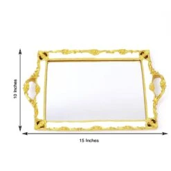 15"x10" Metallic Rectangular Mirror Serving Tray With Handles 41 15"x10" Metallic Rectangular Mirror Serving Tray With Handles -Optimal Home Decoration 15 x10 metallic rectangular mirror serving tray with handles 29217004060735