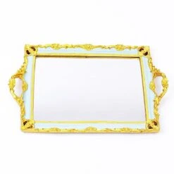 15"x10" Metallic Rectangular Mirror Serving Tray With Handles 31 15"x10" Metallic Rectangular Mirror Serving Tray With Handles -Optimal Home Decoration 15 x10 metallic rectangular mirror serving tray with handles chrg tray011 16 mint 29216994164799