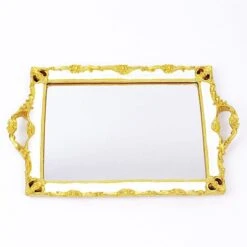 15"x10" Metallic Rectangular Mirror Serving Tray With Handles 40 15"x10" Metallic Rectangular Mirror Serving Tray With Handles -Optimal Home Decoration 15 x10 metallic rectangular mirror serving tray with handles chrg tray011 16 wht 29217006387263