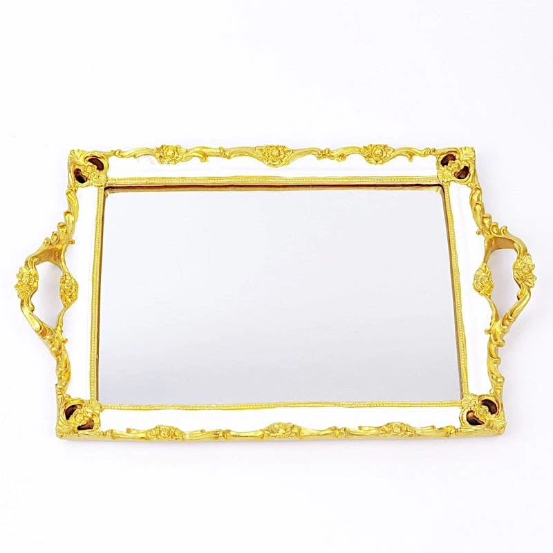 15"x10" Metallic Rectangular Mirror Serving Tray With Handles 21 15"x10" Metallic Rectangular Mirror Serving Tray With Handles - Image 19