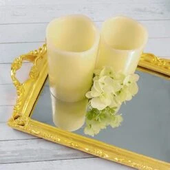 15"x10" Metallic Rectangular Mirror Serving Tray With Handles 24 15"x10" Metallic Rectangular Mirror Serving Tray With Handles -Optimal Home Decoration 15 x10 metallic rectangular mirrored vanity serving tray chrg tray011 16 gold 29178699120703