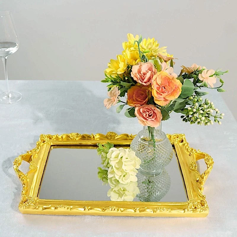 15"x10" Metallic Rectangular Mirror Serving Tray With Handles 10 15"x10" Metallic Rectangular Mirror Serving Tray With Handles - Image 8