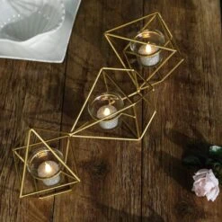 16.5" Long 3 Jointed Geometric Stand With Glass Votive Candle Holders 22 16.5" Long 3 Jointed Geometric Stand With Glass Votive Candle Holders -Optimal Home Decoration 16 5 long 3 jointed geometric stand with glass votive candle holders 28939815452735