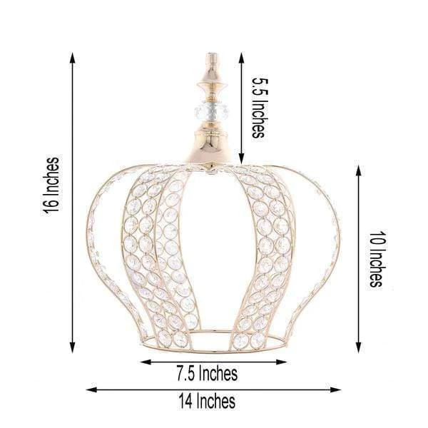 16" Tall Metal Crystal Beaded Royal Crown Cake Topper 9 16" Tall Metal Crystal Beaded Royal Crown Cake Topper - Image 7