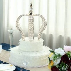 16" Tall Metal Crystal Beaded Royal Crown Cake Topper 29 16" Tall Metal Crystal Beaded Royal Crown Cake Topper -Optimal Home Decoration 16 tall metal crystal beaded royal crown cake topper 28929350991935
