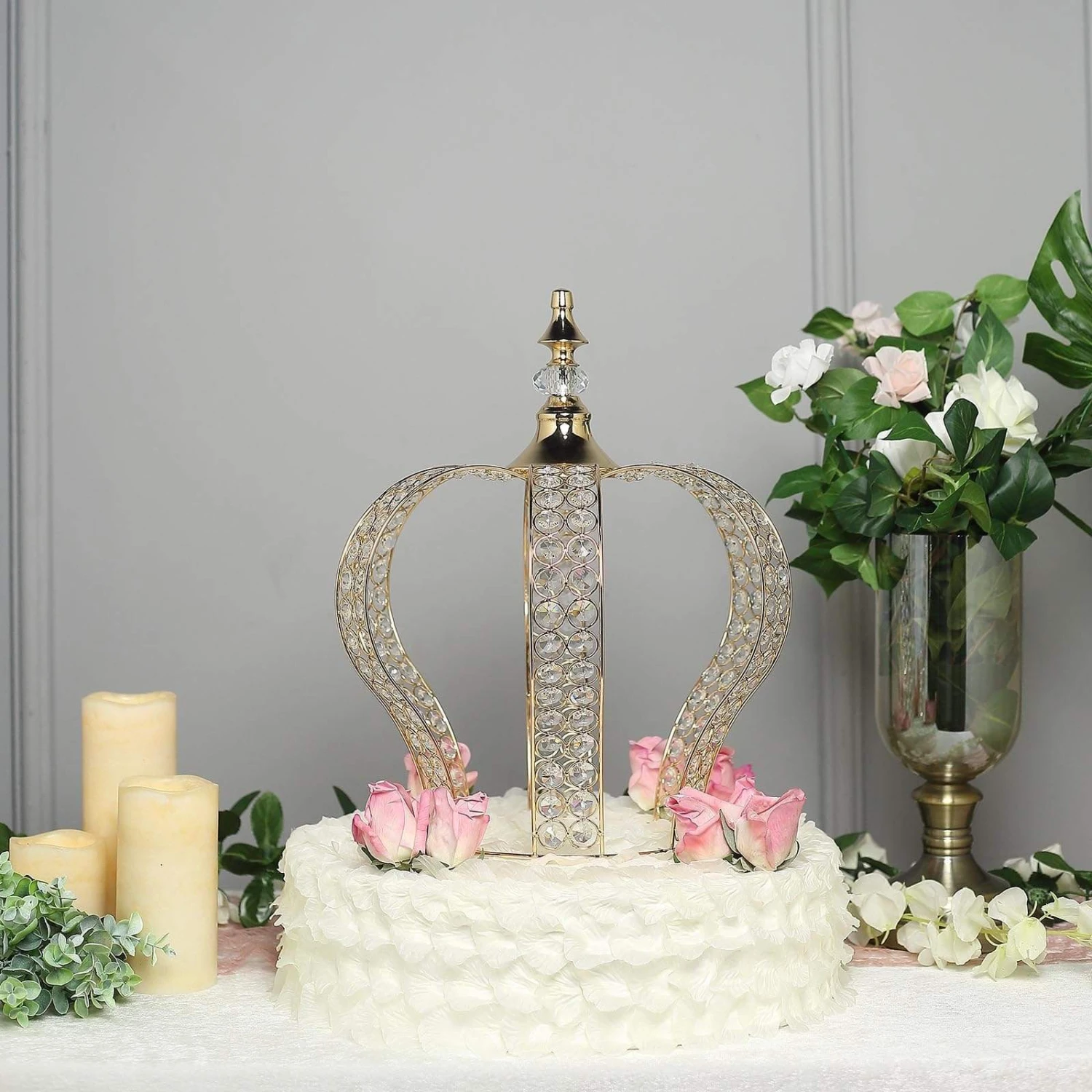 16" Tall Metal Crystal Beaded Royal Crown Cake Topper 16 16" Tall Metal Crystal Beaded Royal Crown Cake Topper - Image 14