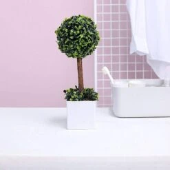 16" Tall Plastic Planter Pot With Artificial Boxwood Topiary Ball Tree - White And Green 16 16" Tall Plastic Planter Pot With Artificial Boxwood Topiary Ball Tree - White And Green -Optimal Home Decoration 16 tall plastic planter pot with artificial boxwood topiary ball tree white and green arti pot 001 m wgrn 28452426416191