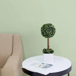 16" Tall Plastic Planter Pot With Artificial Boxwood Topiary Ball Tree - White And Green 17 16" Tall Plastic Planter Pot With Artificial Boxwood Topiary Ball Tree - White And Green -Optimal Home Decoration 16 tall plastic planter pot with artificial boxwood topiary ball tree white and green arti pot 001 m wgrn 28479422464063