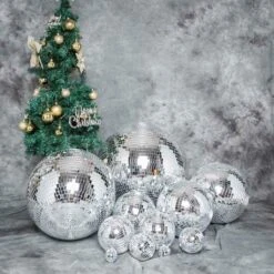 16" Wide Glass Mirror Disco Ball Ornament -Optimal Home Decoration 16 wide glass mirror disco ball ornament 28997263032383