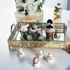 16"x12" Metal Rectangular Fleur De Lis Rim Mirror Serving Tray 35 16"x12" Metal Rectangular Fleur De Lis Rim Mirror Serving Tray -Optimal Home Decoration 16 x12 metal rectangular fleur de lis rim mirror serving tray 28995528065087