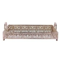 16"x12" Metal Rectangular Fleur De Lis Rim Mirror Serving Tray 30 16"x12" Metal Rectangular Fleur De Lis Rim Mirror Serving Tray -Optimal Home Decoration 16 x12 metal rectangular fleur de lis rim mirror serving tray 28995606970431