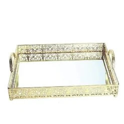 16"x12" Metal Rectangular Fleur De Lis Rim Mirror Serving Tray 32 16"x12" Metal Rectangular Fleur De Lis Rim Mirror Serving Tray -Optimal Home Decoration 16 x12 metal rectangular fleur de lis rim mirror serving tray chrg tray010 16 gold 28997515804735