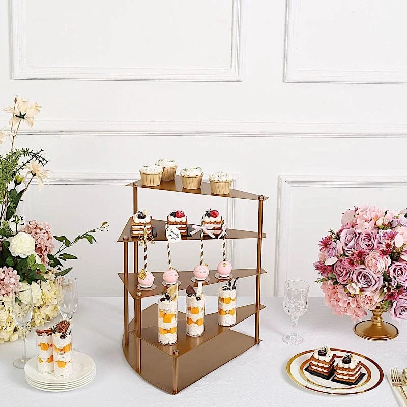 17" Metal 4 Tier Spiral Stairway Cupcake Dessert Stand - Gold 5 17" Metal 4 Tier Spiral Stairway Cupcake Dessert Stand - Gold - Image 3