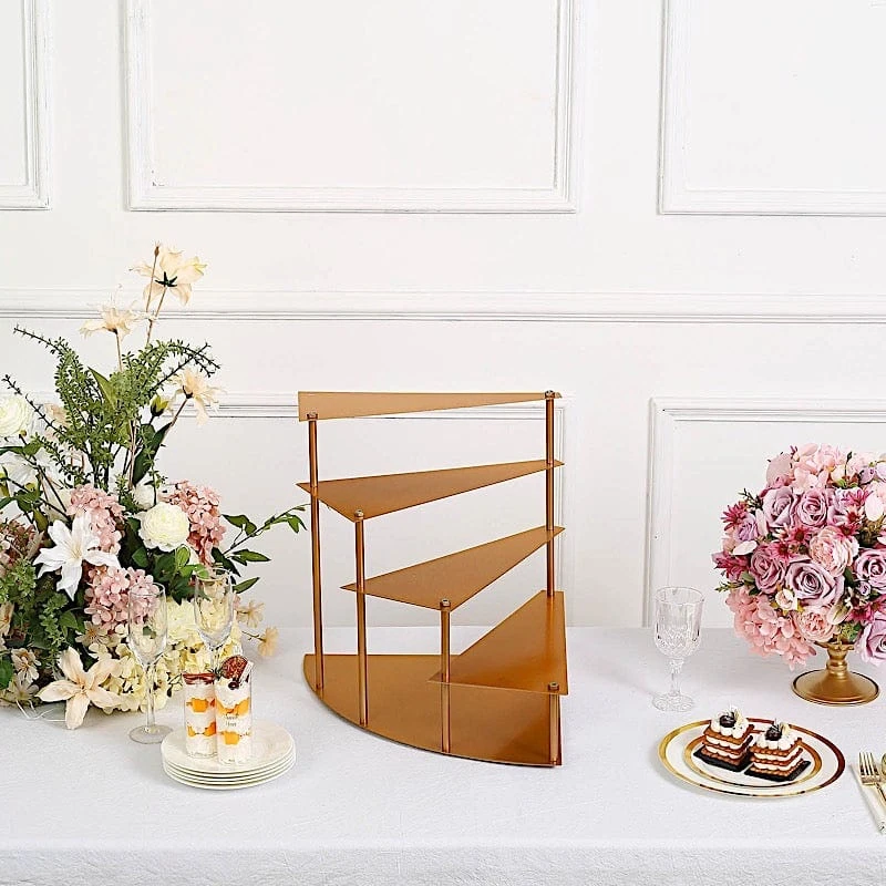 17" Metal 4 Tier Spiral Stairway Cupcake Dessert Stand - Gold 9 17" Metal 4 Tier Spiral Stairway Cupcake Dessert Stand - Gold - Image 7