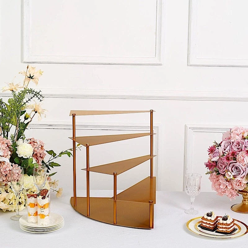 17" Metal 4 Tier Spiral Stairway Cupcake Dessert Stand - Gold 8 17" Metal 4 Tier Spiral Stairway Cupcake Dessert Stand - Gold - Image 6