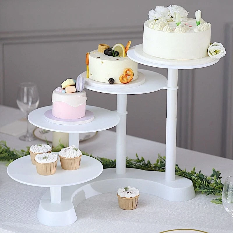 17" Tall 4 Tier Plastic Cake Dessert Stand Pillar Design Cupcake Holder - White 11 17" Tall 4 Tier Plastic Cake Dessert Stand Pillar Design Cupcake Holder - White - Image 9