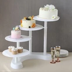 17" Tall 4 Tier Plastic Cake Dessert Stand Pillar Design Cupcake Holder - White 14 17" Tall 4 Tier Plastic Cake Dessert Stand Pillar Design Cupcake Holder - White -Optimal Home Decoration 17 tall 4 tier plastic cake dessert stand pillar design cupcake holder white cake plst r005 4 wht 29559430971455
