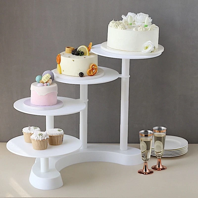 17" Tall 4 Tier Plastic Cake Dessert Stand Pillar Design Cupcake Holder - White 6 17" Tall 4 Tier Plastic Cake Dessert Stand Pillar Design Cupcake Holder - White - Image 4
