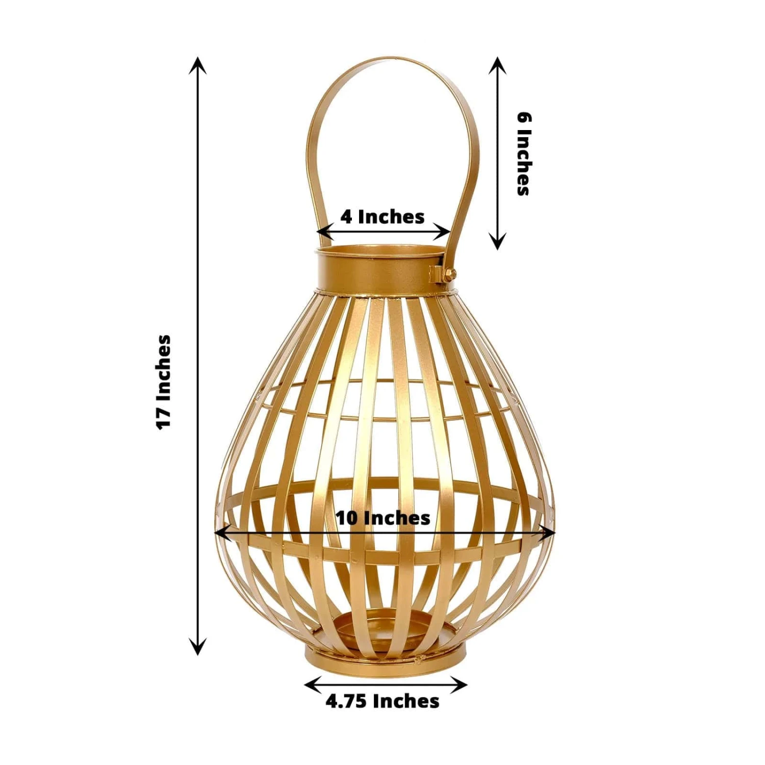 17" Tall Metal Basket Lantern Candle Holder Centerpiece - Gold 4 17" Tall Metal Basket Lantern Candle Holder Centerpiece - Gold - Image 2