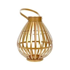 17" Tall Metal Basket Lantern Candle Holder Centerpiece - Gold