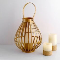 17" Tall Metal Basket Lantern Candle Holder Centerpiece - Gold 14 17" Tall Metal Basket Lantern Candle Holder Centerpiece - Gold -Optimal Home Decoration 17 tall open weave basket lantern candle holder gold iron cand 017 m gold 29509970985023