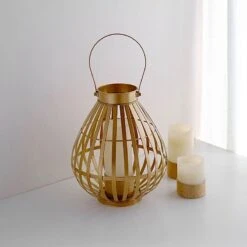 17" Tall Metal Basket Lantern Candle Holder Centerpiece - Gold 15 17" Tall Metal Basket Lantern Candle Holder Centerpiece - Gold -Optimal Home Decoration 17 tall open weave basket lantern candle holder gold iron cand 017 m gold 29509971017791