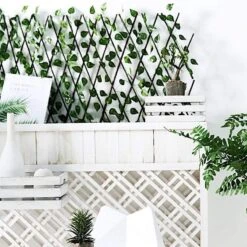 17" X 95" Expandable Lattice Fence Wood Backdrop Panel With Silk Ivy Leaves 19 17" X 95" Expandable Lattice Fence Wood Backdrop Panel With Silk Ivy Leaves -Optimal Home Decoration 17 x 95 expandable lattice fence wood backdrop panel with silk ivy leaves furn wod fen001 28380090531903