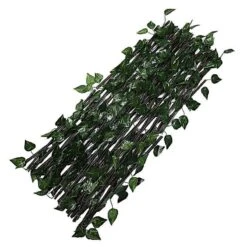 17" X 95" Expandable Lattice Fence Wood Backdrop Panel With Silk Ivy Leaves