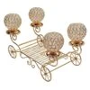 18" Cinderella Carriage Crystal Beaded Candle Holders Centerpiece - Gold