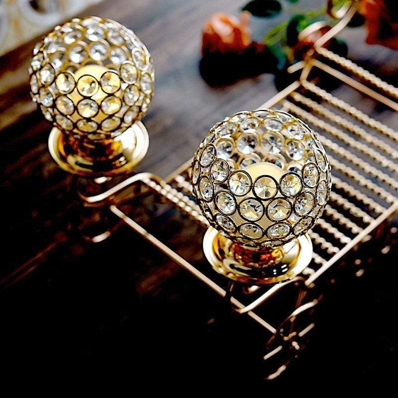 18" Cinderella Carriage Crystal Beaded Candle Holders Centerpiece - Gold 7 18" Cinderella Carriage Crystal Beaded Candle Holders Centerpiece - Gold - Image 5