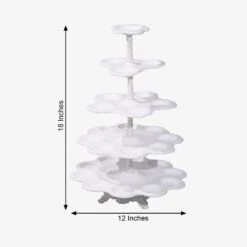 18" Tall 5 Tier Plastic Dessert Stand Scalloped Cupcake Holder - White -Optimal Home Decoration 18 tall 5 tier plastic dessert stand scalloped cupcake holder white cake plst r001 5 wht 28730953007167