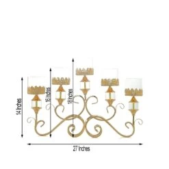 18" Tall Candelabra Hurricane Candle Holder Centerpiece For 5 Candles - Gold -Optimal Home Decoration 18 tall candelabra hurricane candle holder centerpiece for 5 candles gold chdlr cand 027 gold 28503745331263
