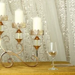 18" Tall Candelabra Hurricane Candle Holder Centerpiece For 5 Candles - Gold -Optimal Home Decoration 18 tall candelabra hurricane candle holder centerpiece for 5 candles gold chdlr cand 027 gold 28587873337407
