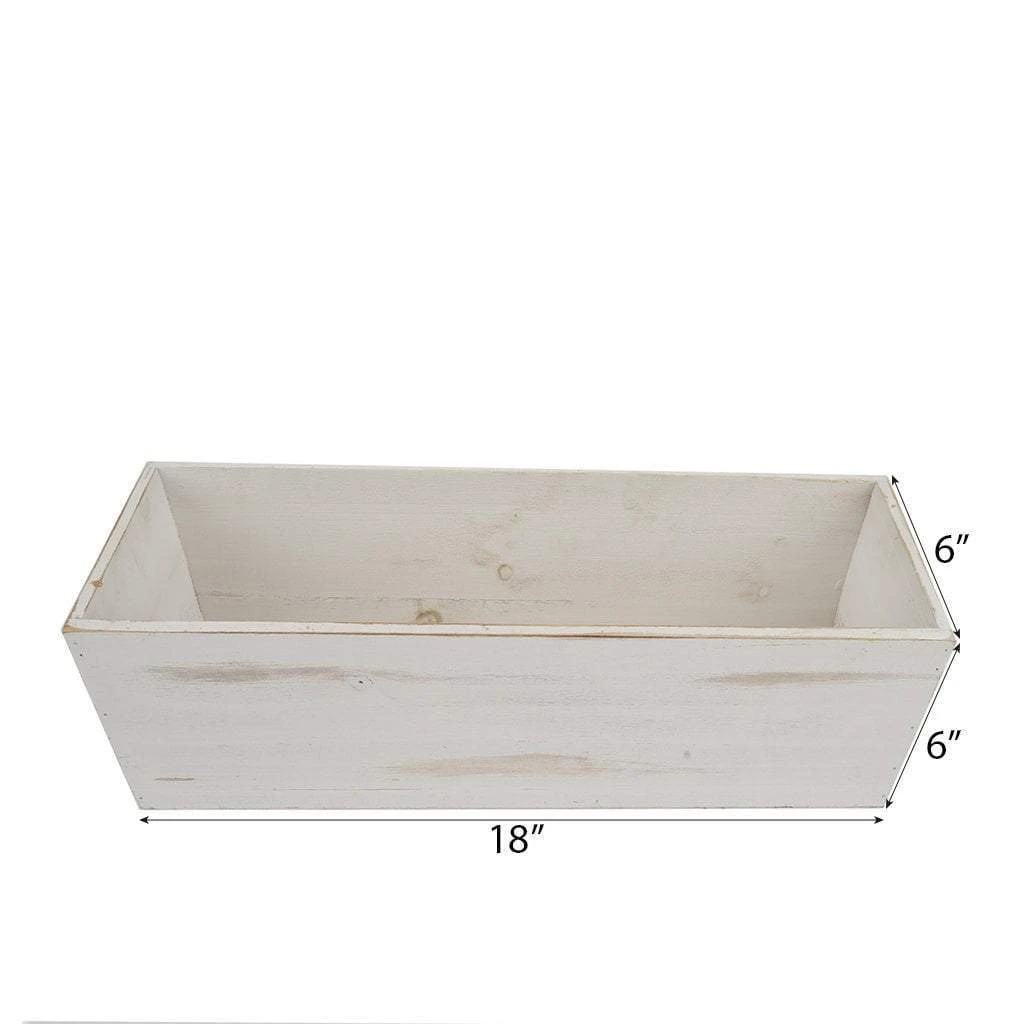 18" X 6" Natural Wood Rectangular Plant Holder Boxes Centerpieces 4 18" X 6" Natural Wood Rectangular Plant Holder Boxes Centerpieces - Image 2