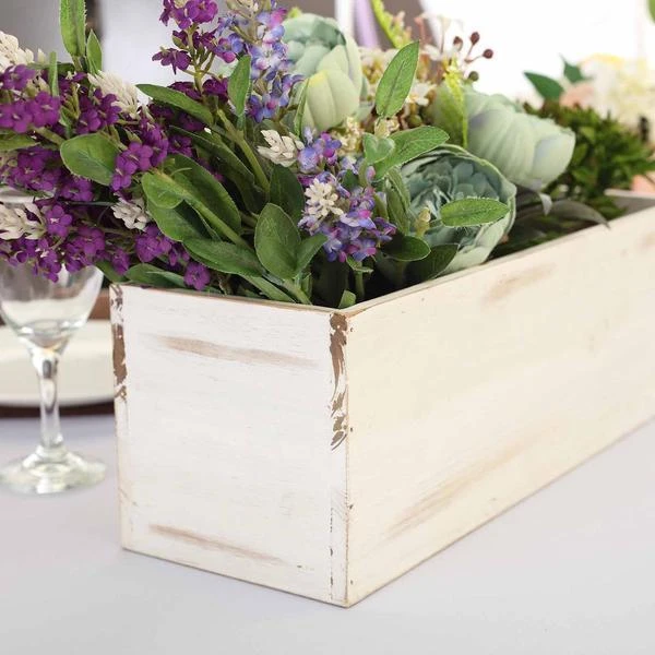 18" X 6" Natural Wood Rectangular Plant Holder Boxes Centerpieces 8 18" X 6" Natural Wood Rectangular Plant Holder Boxes Centerpieces - Image 6
