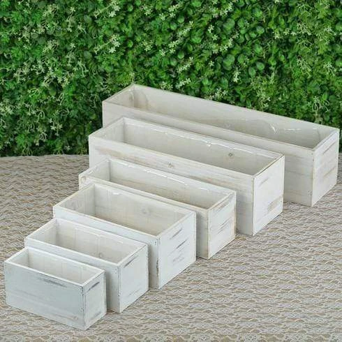 18" X 6" Natural Wood Rectangular Plant Holder Boxes Centerpieces 11 18" X 6" Natural Wood Rectangular Plant Holder Boxes Centerpieces - Image 9