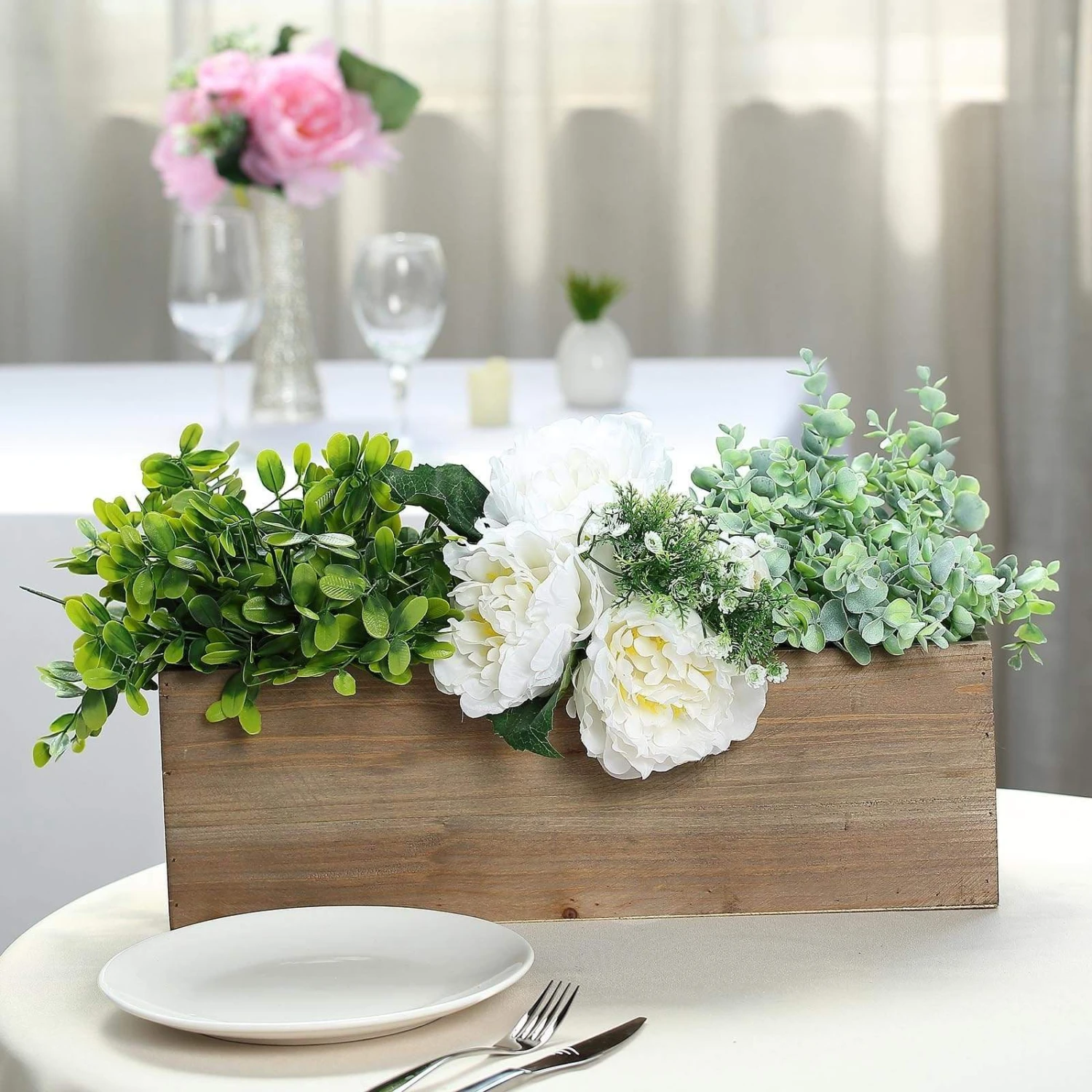 18" X 6" Natural Wood Rectangular Plant Holder Boxes Centerpieces 16 18" X 6" Natural Wood Rectangular Plant Holder Boxes Centerpieces - Image 14