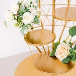 19" Tall 4 Tier Metal Hot Air Balloon Cupcake Dessert Display Stand - Gold -Optimal Home Decoration 19 hot air balloon 4 tier metal cupcake holder dessert stand gold cake met 002 gold 29364994932799