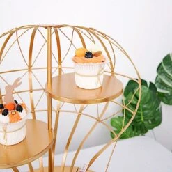19" Tall 4 Tier Metal Hot Air Balloon Cupcake Dessert Display Stand - Gold -Optimal Home Decoration 19 hot air balloon 4 tier metal cupcake holder dessert stand gold cake met 002 gold 29364995129407