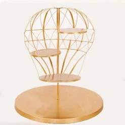 19" Tall 4 Tier Metal Hot Air Balloon Cupcake Dessert Display Stand - Gold