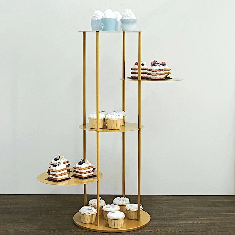 2.5 Ft Round 5 Tier Metal Cake Dessert Display Stand Centerpiece - Gold 11 2.5 Ft Round 5 Tier Metal Cake Dessert Display Stand Centerpiece - Gold - Image 9