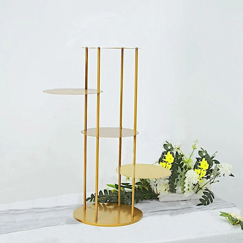 2.5 Ft Round 5 Tier Metal Cake Dessert Display Stand Centerpiece - Gold 8 2.5 Ft Round 5 Tier Metal Cake Dessert Display Stand Centerpiece - Gold - Image 6
