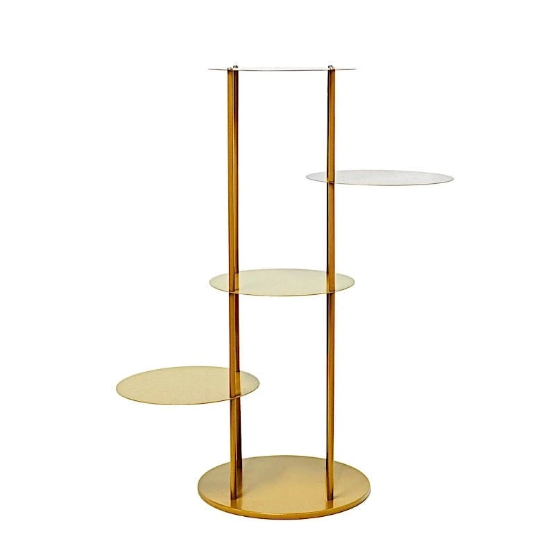 2.5 Ft Round 5 Tier Metal Cake Dessert Display Stand Centerpiece - Gold 3 2.5 Ft Round 5 Tier Metal Cake Dessert Display Stand Centerpiece - Gold