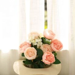 2 Bushes 14 Silk Peony And 72 Hydrangeas Flowers - Light Pink And Blush -Optimal Home Decoration 2 bushes 14 silk peony and 72 hydrangeas flowers light pink and blush 28963290349631