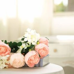 2 Bushes 14 Silk Peony And 72 Hydrangeas Flowers - Light Pink And Blush -Optimal Home Decoration 2 bushes 14 silk peony and 72 hydrangeas flowers light pink and blush 28963290415167