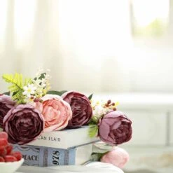 2 Bushes 14 Silk Peony Flowers -Optimal Home Decoration 2 bushes 14 silk peony flowers 28963255812159